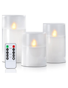 Juego de 3 Velas LED Homemory con Control Remoto y Temporizador