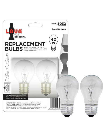Bombilla de Reemplazo Lava 5032-6 40W Transparente 2 Unidades