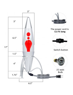 Lámpara de Noche de Cera Volcánica Roja 43 cm Stratford Works 2