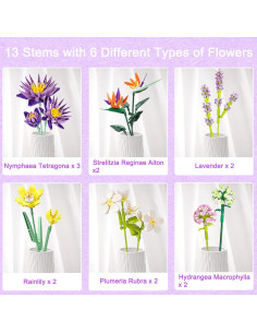Juego de Construcción Ramo de Flores EMANNON 13 Piezas 2
