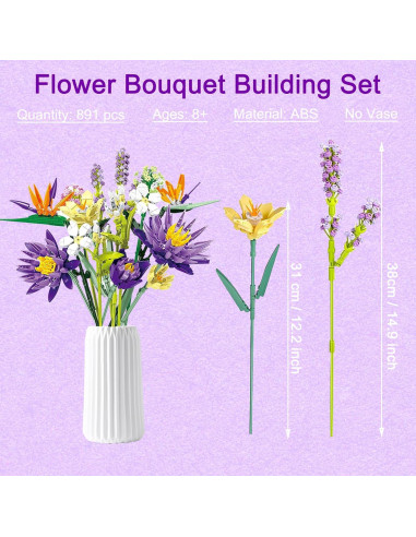 Juego de Construcción Ramo de Flores EMANNON 13 Piezas