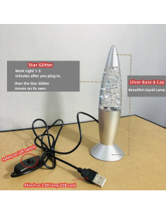 Lámpara de Lava LED USB Sezrgiu Cohete 18.5cm Luz Cálida 2