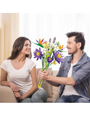 Juego de Construcción Ramo de Flores EMANNON 13 Piezas