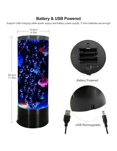 Lámpara de Lava LED Vaticas con Peces y Burbujas 28cm