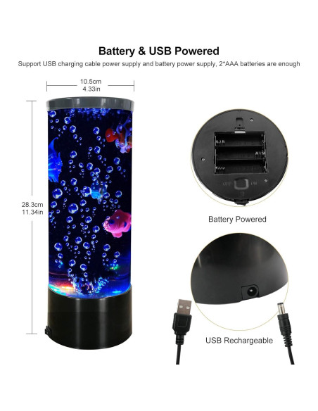Lámpara de Lava LED Vaticas con Peces y Burbujas 28cm
