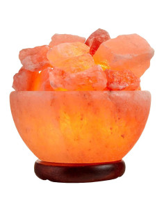 Lámpara de Sal del Himalaya Spantik en Tazón con Cristales