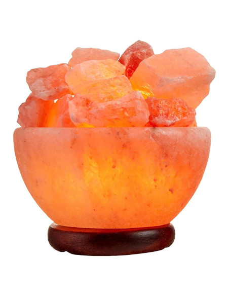 Lámpara de Sal del Himalaya Spantik en Tazón con Cristales