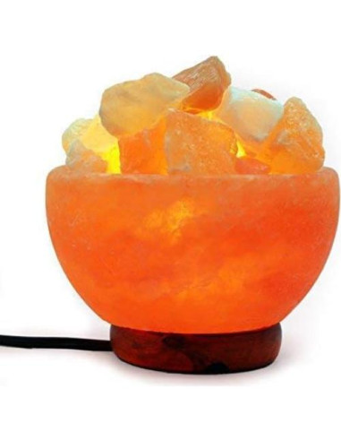 Lámpara de Sal del Himalaya Spantik en Tazón con Cristales