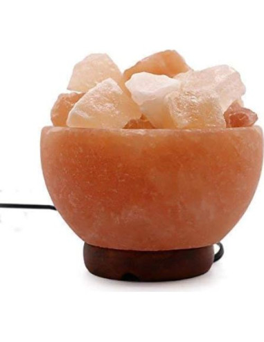 Lámpara de Sal del Himalaya Spantik en Tazón con Cristales