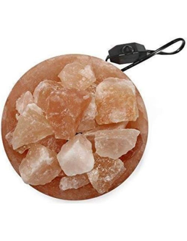 Lámpara de Sal del Himalaya Spantik en Tazón con Cristales