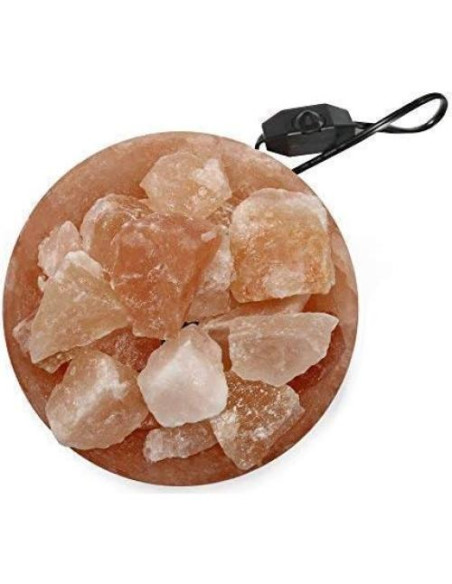 Lámpara de Sal del Himalaya Spantik en Tazón con Cristales