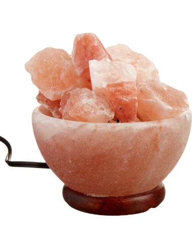Lámpara de Sal del Himalaya Spantik en Tazón con Cristales