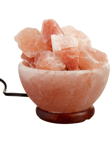 Lámpara de Sal del Himalaya Spantik en Tazón con Cristales