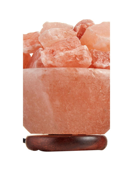 Lámpara de Sal del Himalaya Spantik en Tazón con Cristales