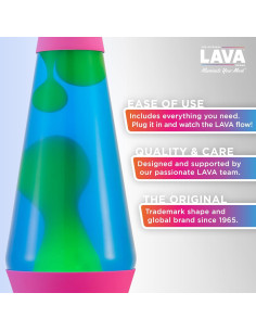 Lámpara Lava Original Rosa 14.5" - Movimiento Líquido Verde/Azul 2