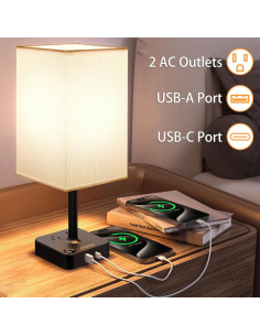 Lámpara de Mesa Regulable COZOO con 2 Puertos USB y Táctil 2