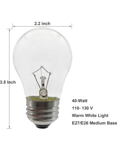 Bombilla de Luz para Horno 40W E26 Alta Temperatura 300C - Paquete de 4 2