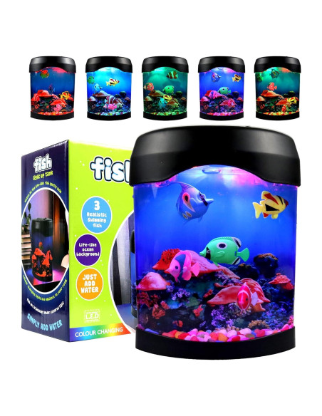 Lámpara Acuario LED Toycol con 5 Peces Falsos y 7 Colores