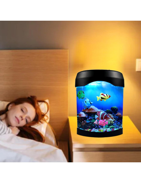 Lámpara Acuario LED Toycol con 5 Peces Falsos y 7 Colores