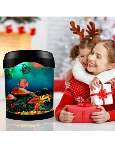 Lámpara Acuario LED Toycol con 5 Peces Falsos y 7 Colores