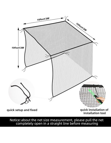 Red de Golf Amazgolf DFX 3x3x3m con Ganchos y Mosquetones