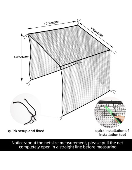 Red de Golf Amazgolf DFX 3x3x3m con Ganchos y Mosquetones