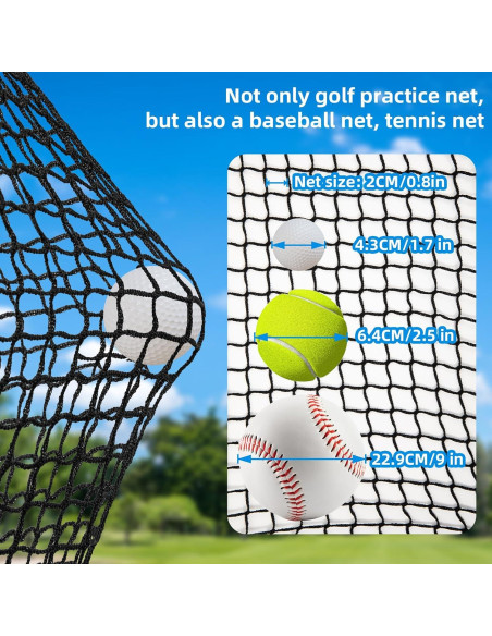 Red de Golf Amazgolf DFX 3x3x3m con Ganchos y Mosquetones