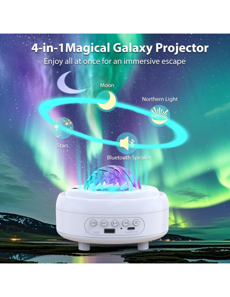 Proyector de Estrellas y Auroras HUMIIEYE DY105 con Altavoz Bluetooth