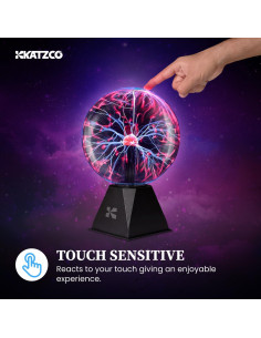 Bola de Plasma Interactiva Katzco 20 cm - Decoración LED Rosa 2