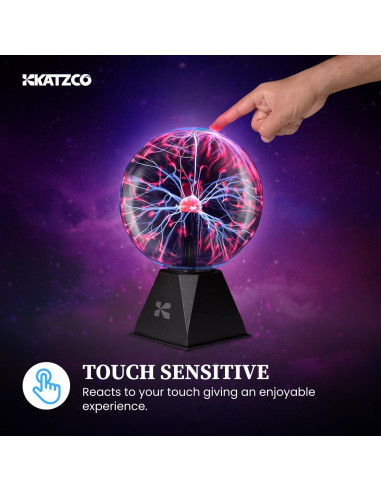 Bola de Plasma Interactiva Katzco 20 cm - Decoración LED Rosa