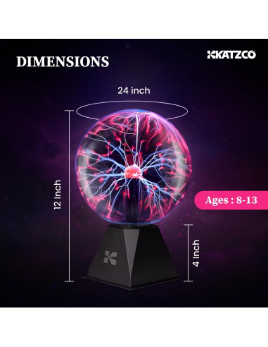 Bola de Plasma Interactiva Katzco 20 cm - Decoración LED Rosa
