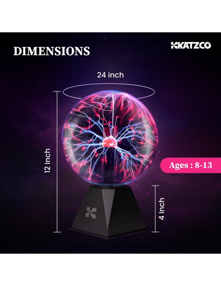 Bola de Plasma Interactiva Katzco 20 cm - Decoración LED Rosa