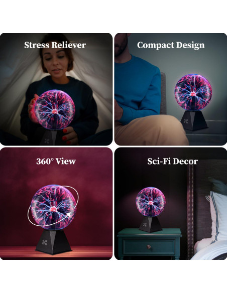 Bola de Plasma Interactiva Katzco 20 cm - Decoración LED Rosa