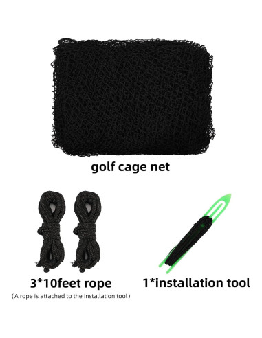 Red de Golf Amazgolf DFX 3x3x3m con Ganchos y Mosquetones