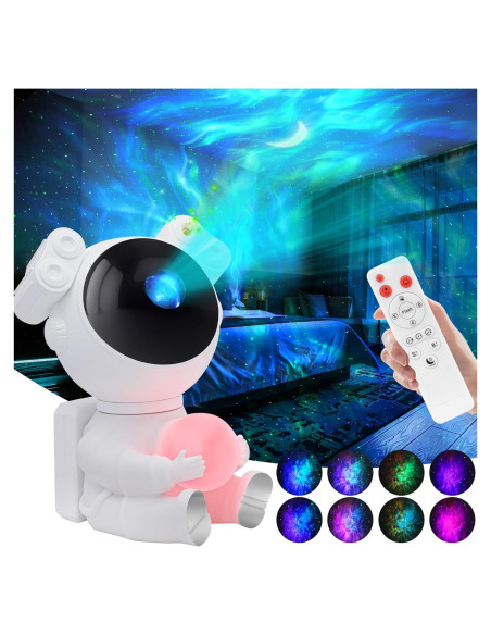Proyector Galáctico KIMHY Astronauta Luz Nocturna 8 Colores