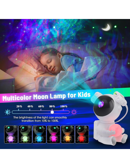 Proyector Galáctico KIMHY Astronauta Luz Nocturna 8 Colores