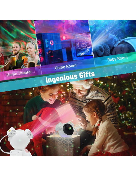 Proyector Galáctico KIMHY Astronauta Luz Nocturna 8 Colores