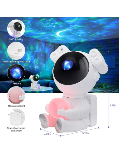Proyector Galáctico KIMHY Astronauta Luz Nocturna 8 Colores