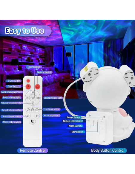Proyector Galáctico KIMHY Astronauta Luz Nocturna 8 Colores