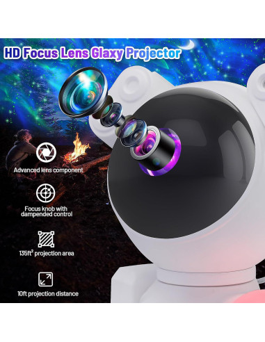 Proyector Galáctico KIMHY Astronauta Luz Nocturna 8 Colores