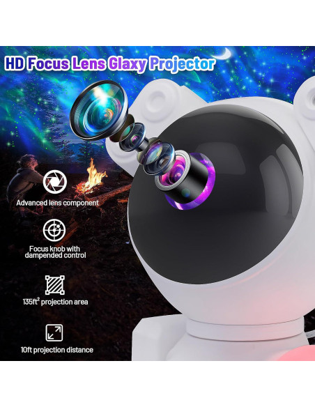 Proyector Galáctico KIMHY Astronauta Luz Nocturna 8 Colores