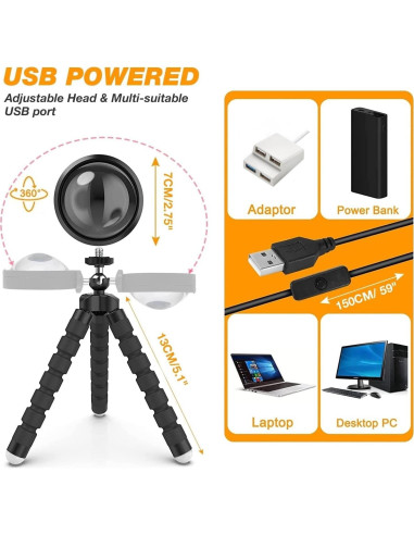 Proyector de Lámpara de Atardecer Xoddi con Control Remoto 16 Colores