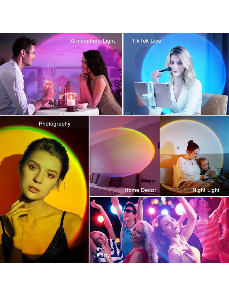 Lámpara de Atardecer Proyector Tsrarey Multicolor 360