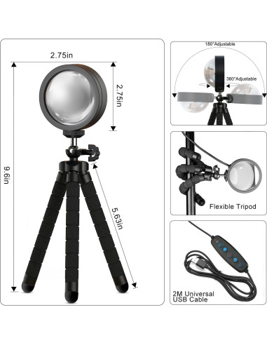Lámpara de Atardecer Proyector Tsrarey Multicolor 360