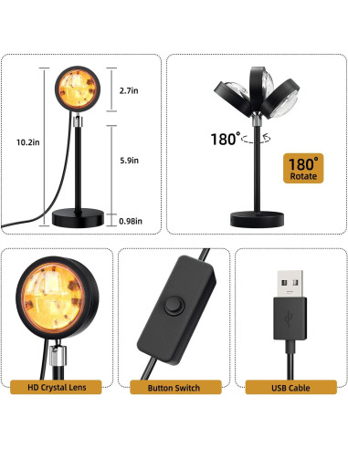 Lámpara de Proyección de Atardecer Winawing LED 180