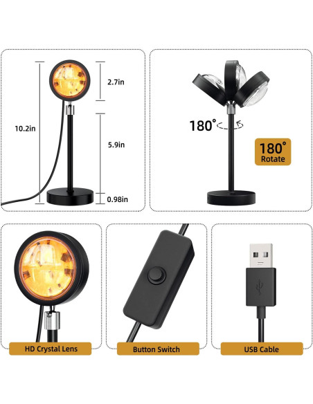 Lámpara de Proyección de Atardecer Winawing LED 180