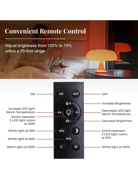 Lámpara de Hongo Naranja OKUNS 3 Modos Regulable 32cm