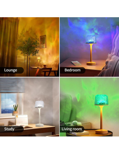 Lámpara de Mesa Proyector de Olas RGB CYDSXYD 32.1x32.1cm