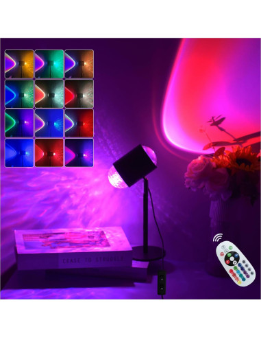 Lámpara Proyector de Luz de Atardecer Guermok 2-en-1 USB