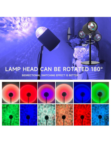 Lámpara Proyector de Luz de Atardecer Guermok 2-en-1 USB